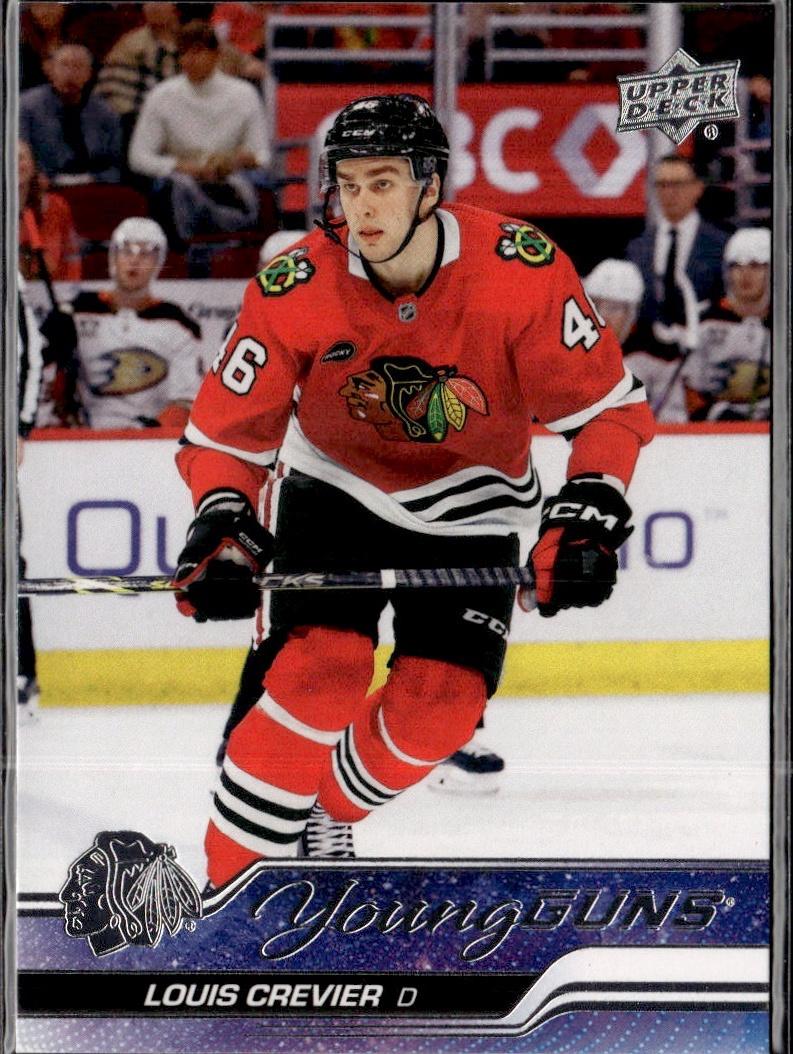 2023-24 Upper Deck Extended Series Hockey Base Young Guns #721 – Louis Crevier (Chicago Blackhawks)