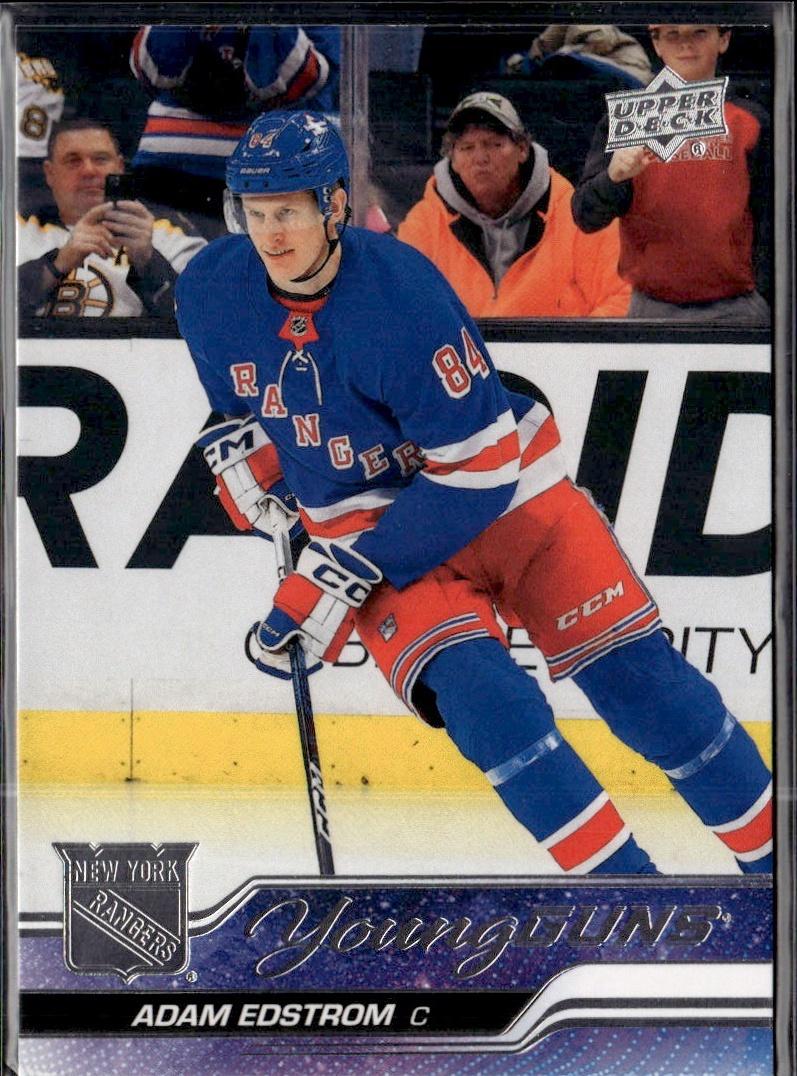 2023-24 Upper Deck Extended Series Hockey Base Young Guns #703 – Adam Edstrom (New York Rangers)