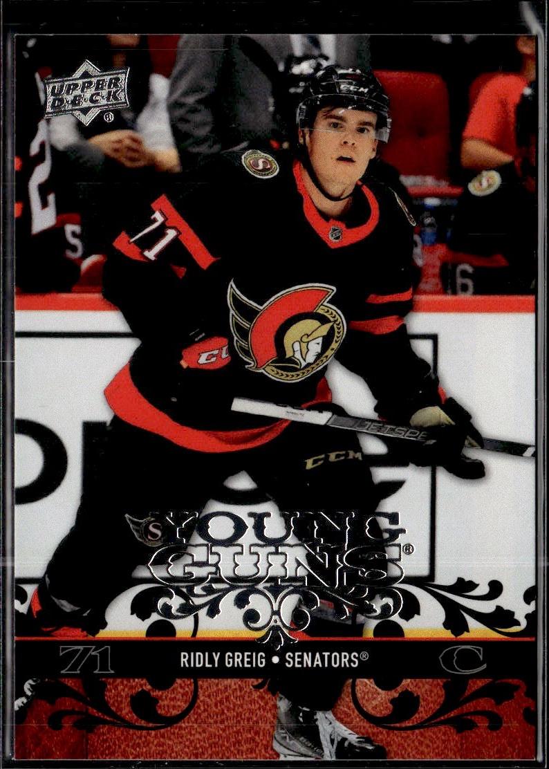 2023-24 Upper Deck Extended Series Hockey Young Guns Retro #T-25 – Ridly Greig (Ottawa Senators)