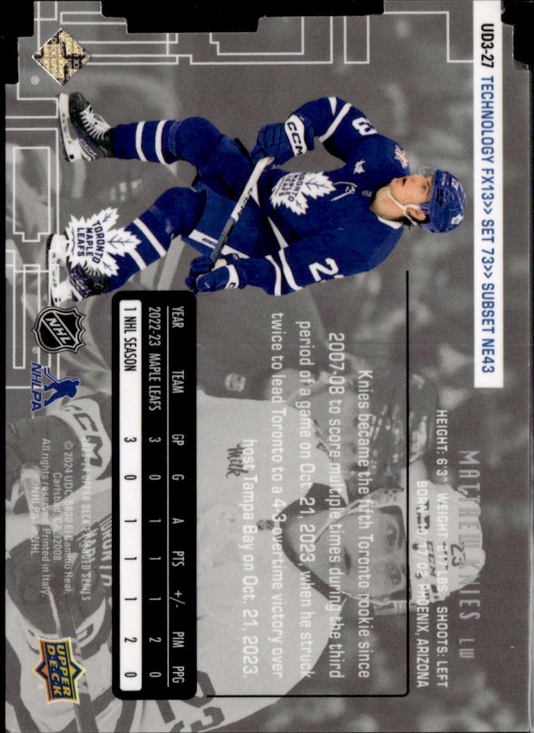 2023-24 Upper Deck Extended Series Hockey 1998-99 UD3 #UD3-27 – Matthew Knies (Toronto Maple Leafs)