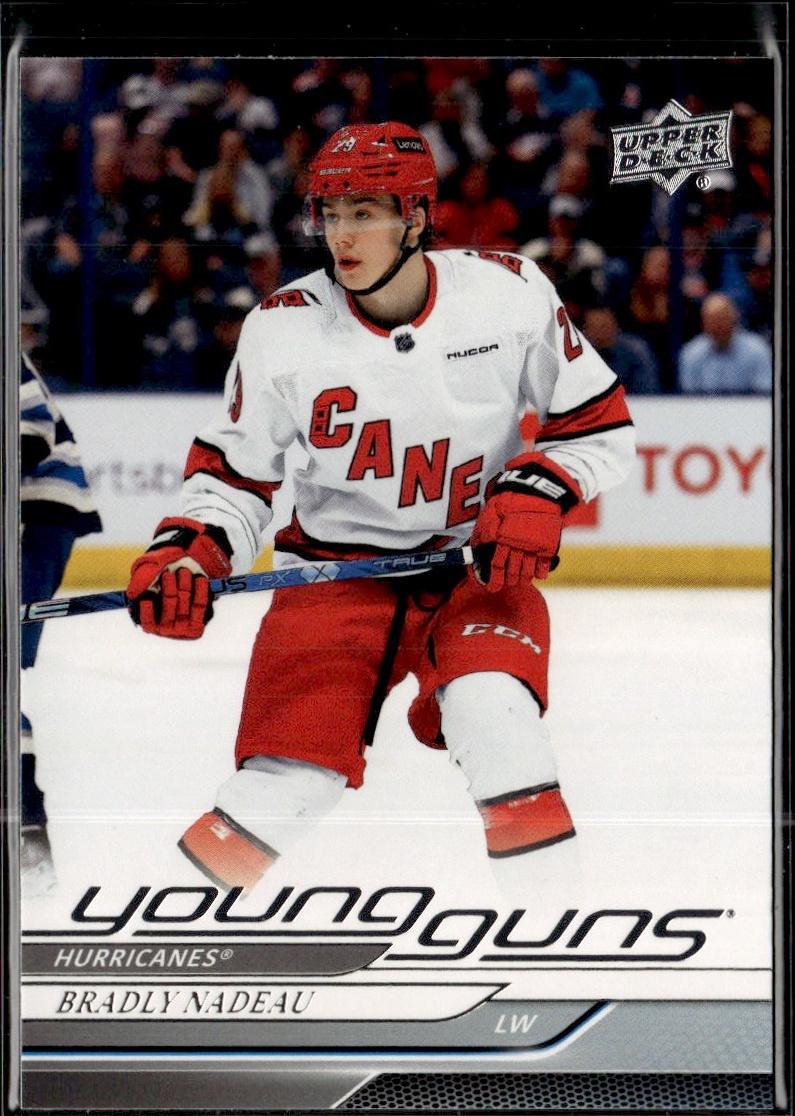2024-25 Upper Deck Series 1 Hockey Base Young Guns #208 – Bradly Nadeau (Carolina Hurricanes)