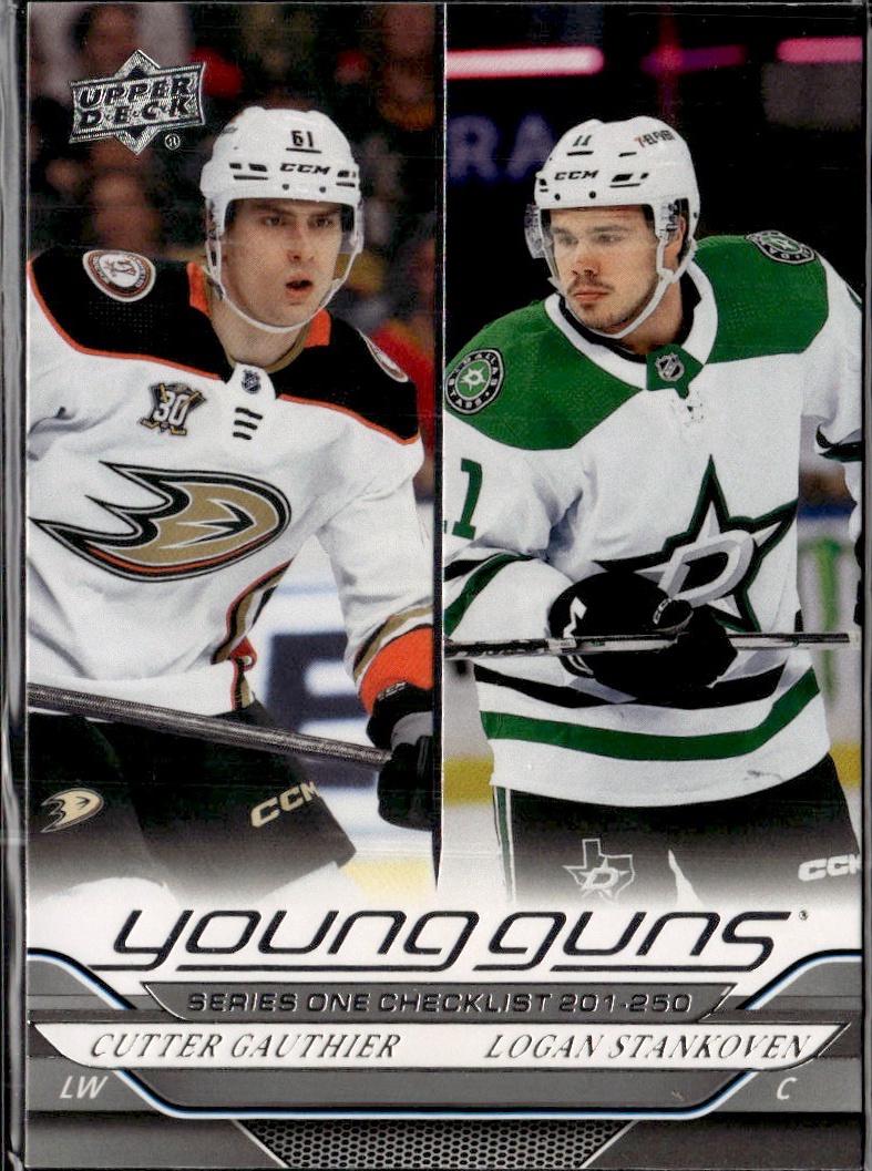 2024-25 Upper Deck Series 1 Hockey Base Young Guns #250 – Young Guns Checklist (Cutter Gauthier / Logan Stankoven) YG, CL (Checklist)
