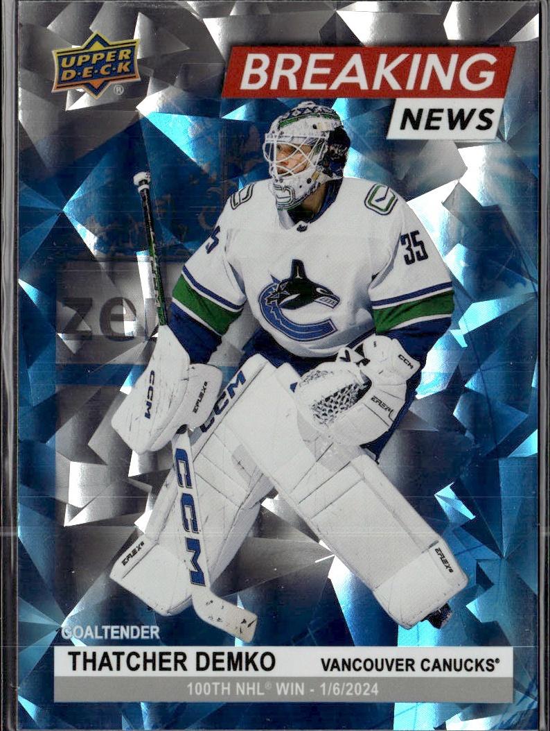 2024-25 Upper Deck Series 1 Hockey Breaking News #BN-20 – Thatcher Demko (Vancouver Canucks)