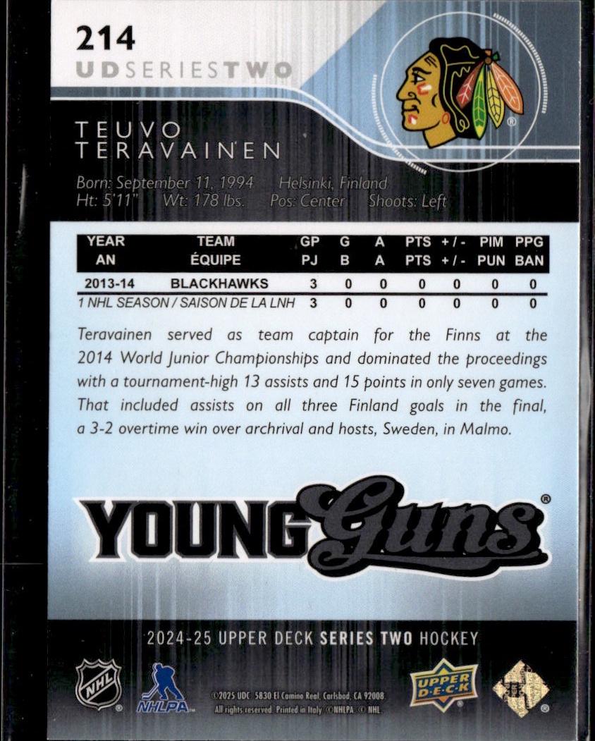 2024-25 Upper Deck Series 2 Hockey Young Guns Renewed (Series Two) #214 Chicago Blackhawks