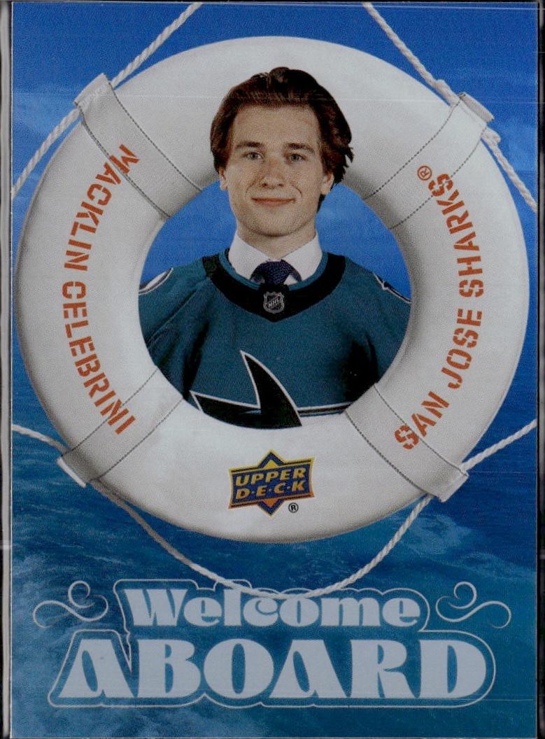 2024-25 Upper Deck Series 2 Hockey Welcome Aboard #WA-8 San Jose Sharks (Macklin Celebrini)