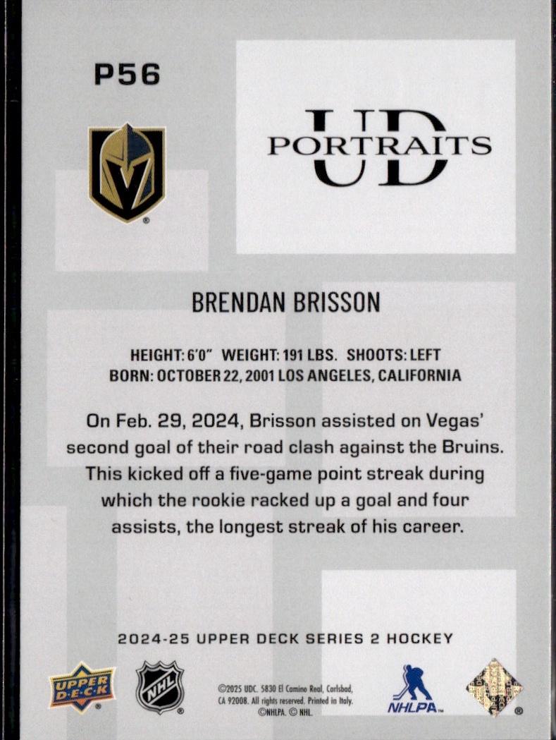 2024-25 Upper Deck Series 2 Hockey UD Portraits #P-56 Vegas Golden Knights (Brendan Bisson)