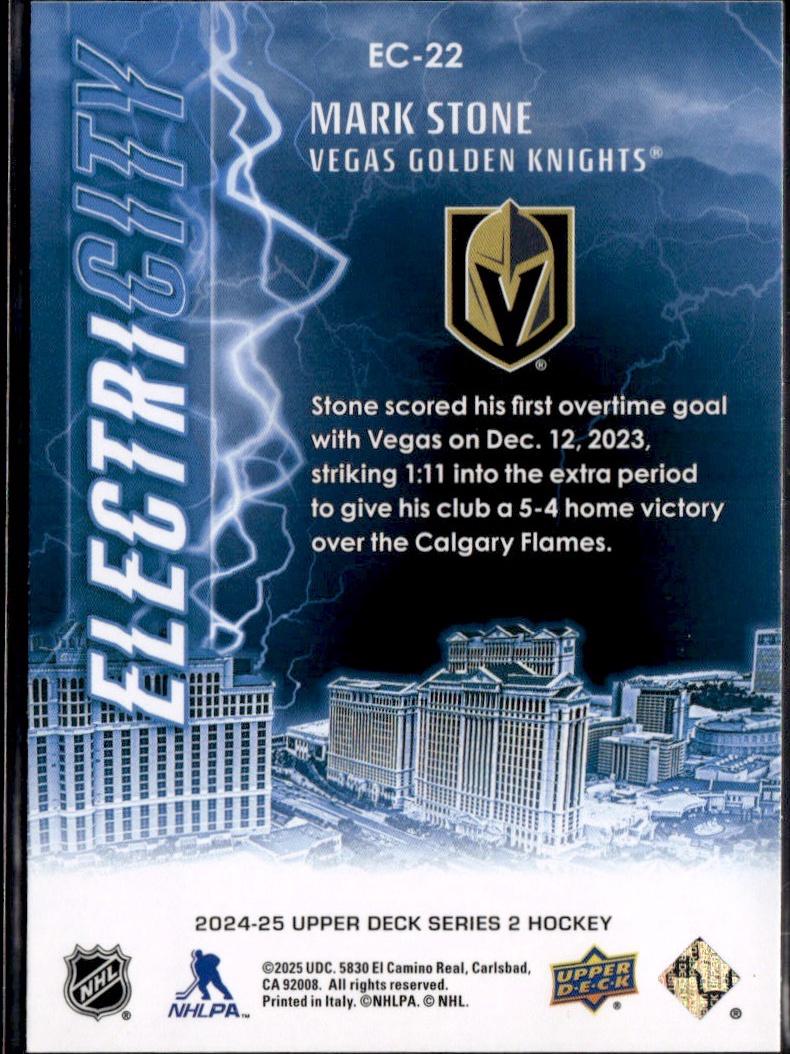 2024-25 Upper Deck Series 2 Hockey ElectriCITY #EC-22 Vegas Golden Knights (Mark Stone)