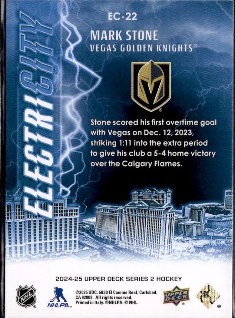 2024-25 Upper Deck Series 2 Hockey ElectriCITY #EC-22 Vegas Golden Knights (Mark Stone)