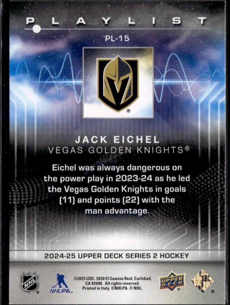 2024-25 Upper Deck Series 2 Hockey Playlist #PL-15 Vegas Golden Knights (Jack Eichel)
