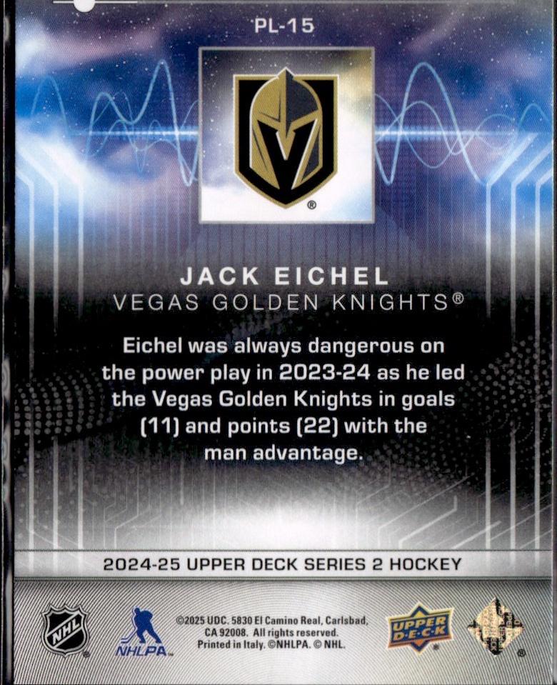 2024-25 Upper Deck Series 2 Hockey Playlist #PL-15 Vegas Golden Knights (Jack Eichel)