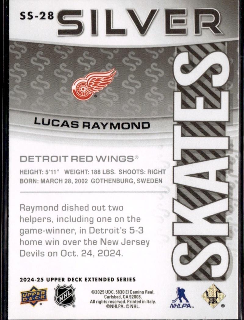 2024-25 Upper Deck Extended Series Hockey Silver Skates #SS-28 Detroit Red Wings (Lucas Raymond)