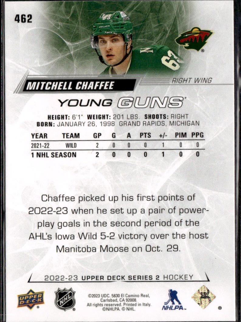 2022-23 Upper Deck Series 2 Hockey Base Young Guns #462 Minnesota Wild (Mitchell Chaffee)