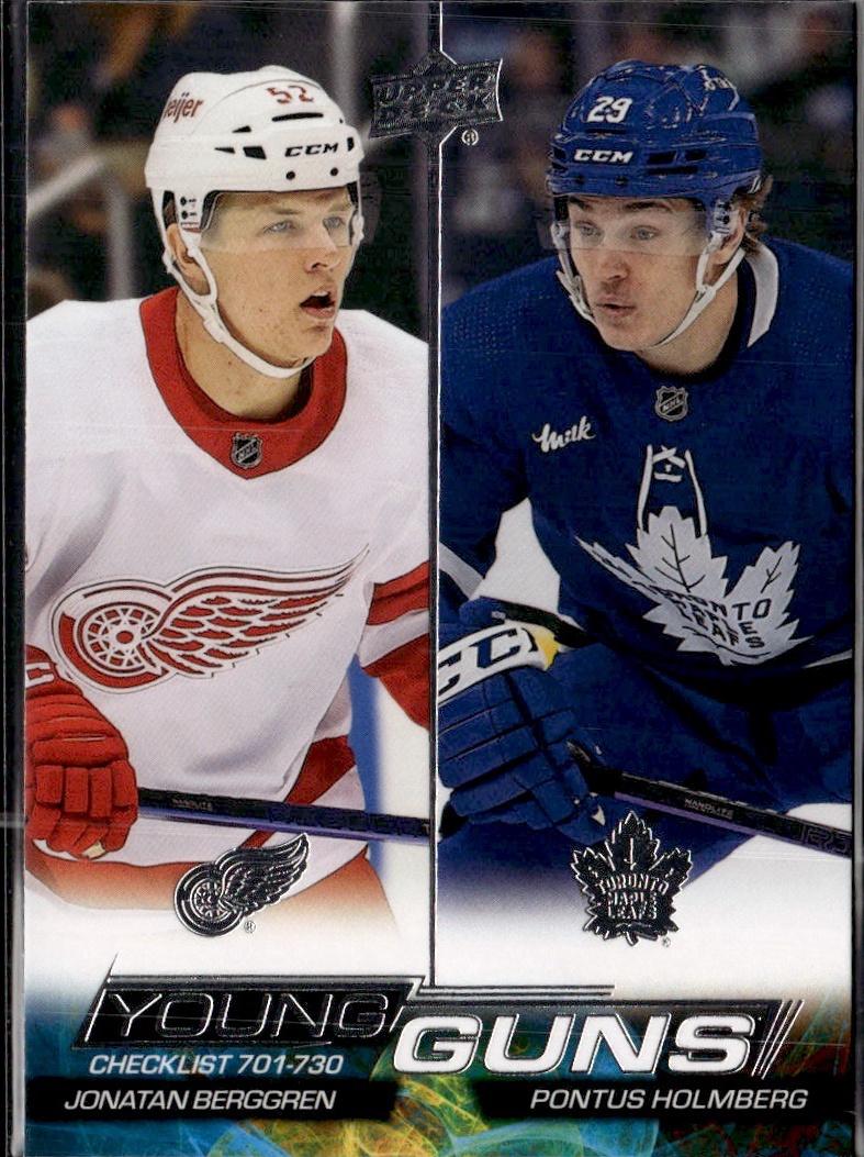 2022-23 Upper Deck Extended Series Hockey Base Young Guns #730 Detroit Red Wings, Toronto Maple Leafs (Young Guns Checklist (Jonatan Berggren / Pontus Holmberg) YG, CL)