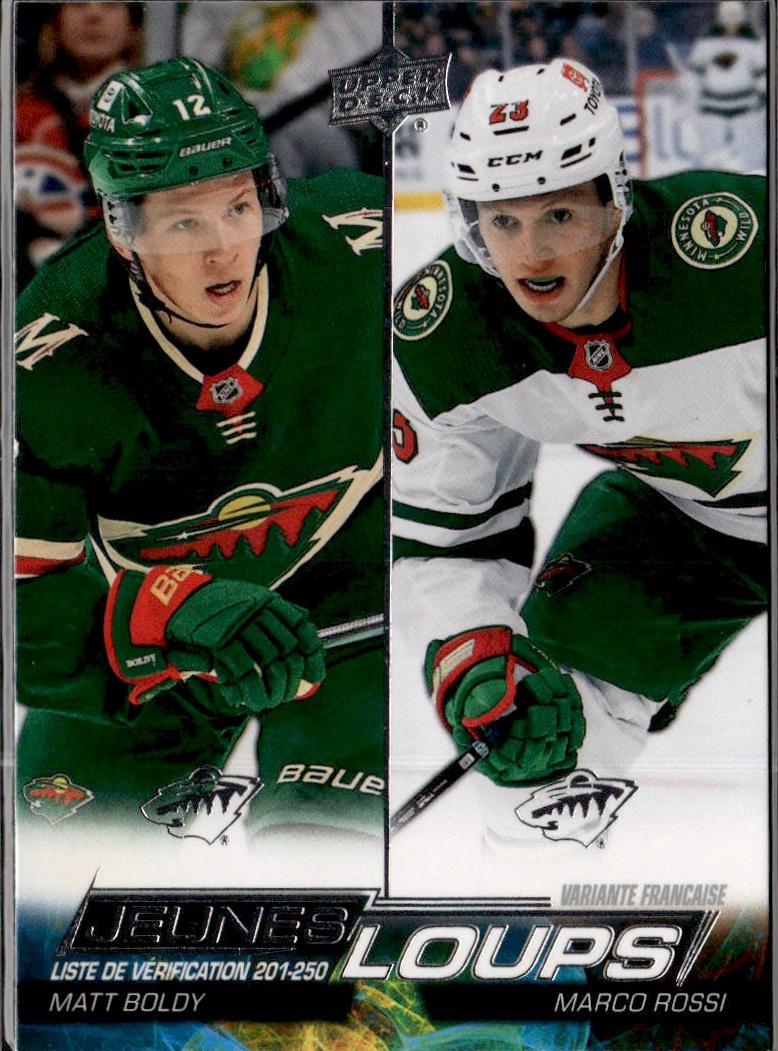2022-23 Upper Deck Series 1 Hockey Base Young Guns French (Variante Française) #250 Minnesota Wild (Matt Boldy / Marco Rossi) YG, CL)