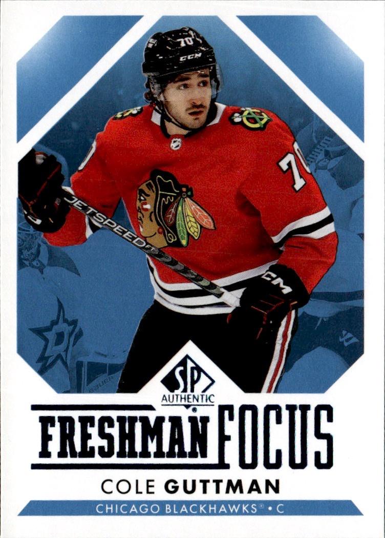 2023-24 SP Authentic Hockey Freshman Focus Blue #FF-15 Chicago Blackhawks (Cole Guttman)