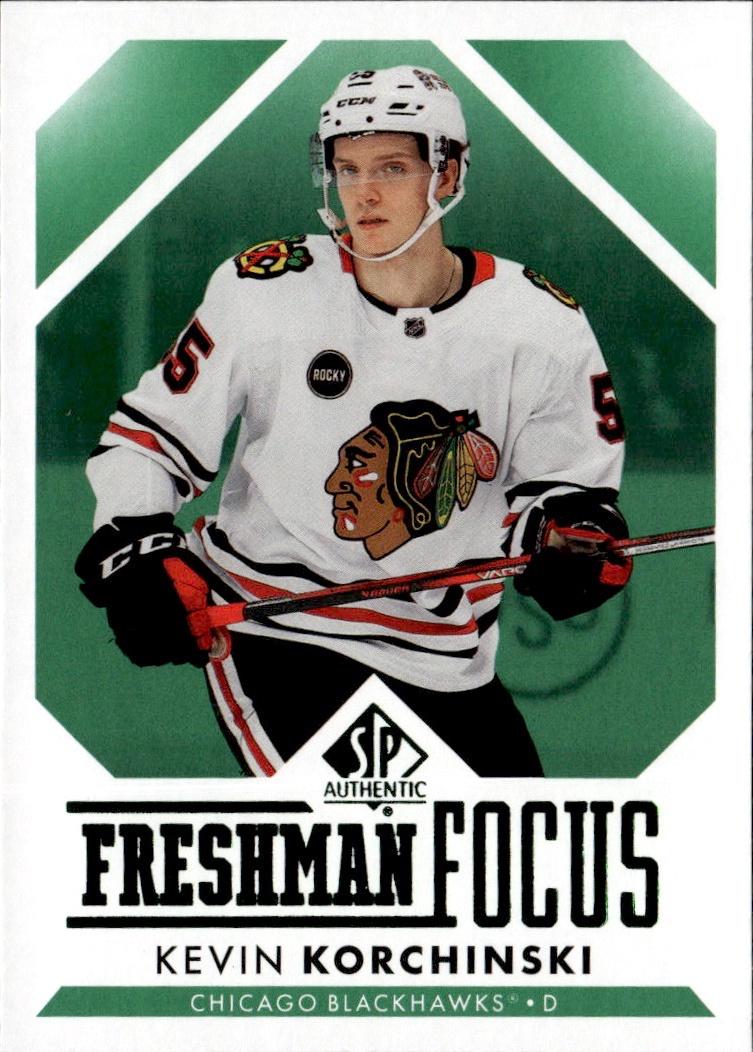 2023-24 SP Authentic Hockey Freshman Focus Green #FF-9 Chicago Blackhawks (Kevin Korchinski)