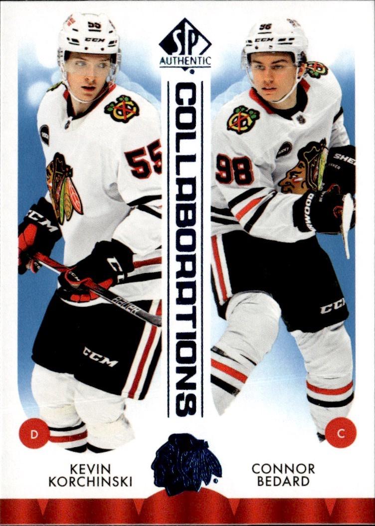 2023-24 SP Authentic Hockey Collaborations Blue #C-3 Chicago Blackhawks (Kevin Korchinski / Connor Bedard)