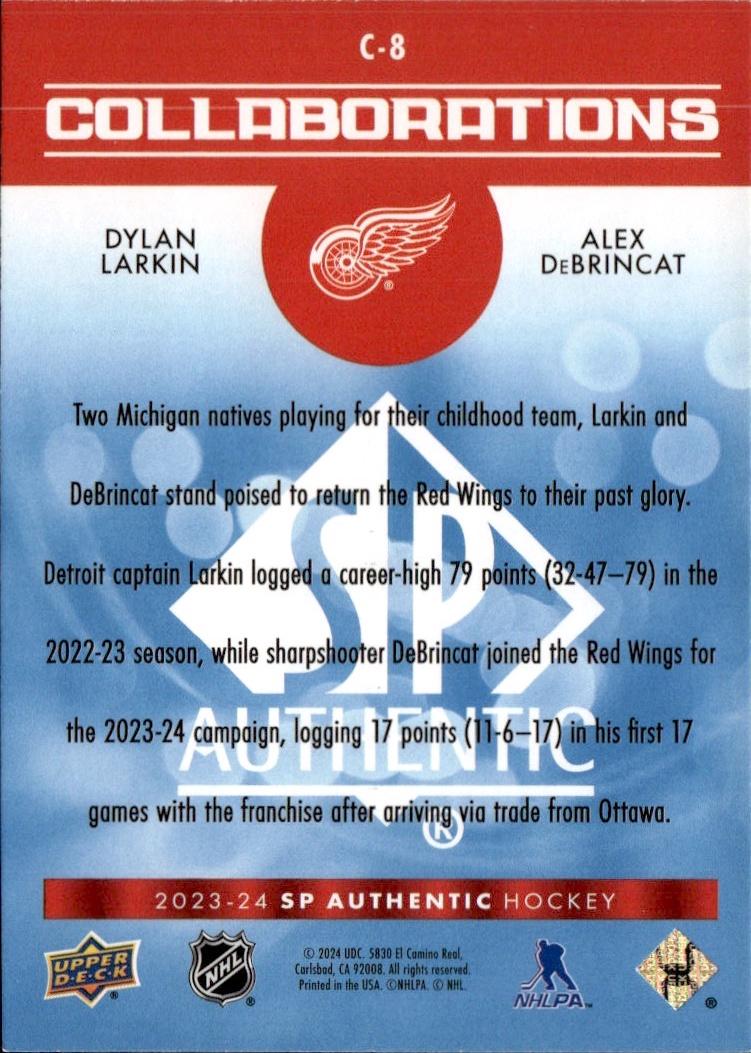 2023-24 SP Authentic Hockey Collaborations Blue #C-8 Detroit Red Wings (Dylan Larkin / Alex DeBrincat)