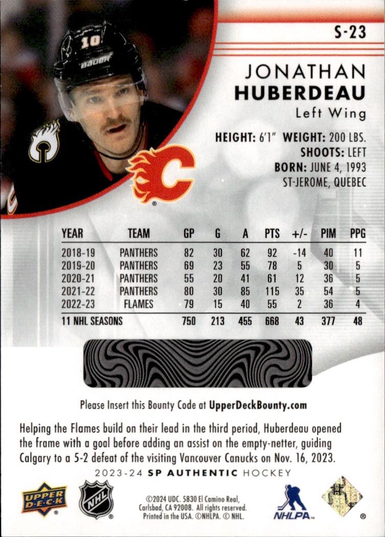 2023-24 SP Authentic Hockey Spectrum FX #S-23 Calgary Flames (Jonathan Huberdeau)