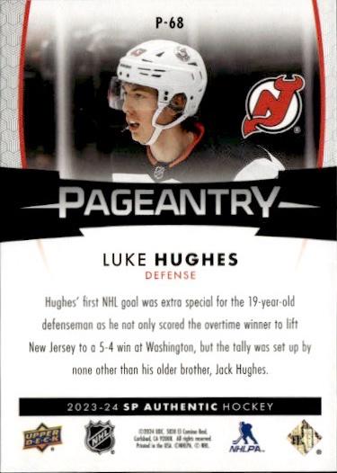 2023-24 SP Authentic Hockey Pageantry #P-68 New Jersey Devils (Luke Hughes)