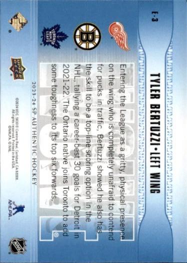 2023-24 SP Authentic Hockey Evolve Blue #E-3 Toronto Maple Leafs (Tyler Bertuzzi)