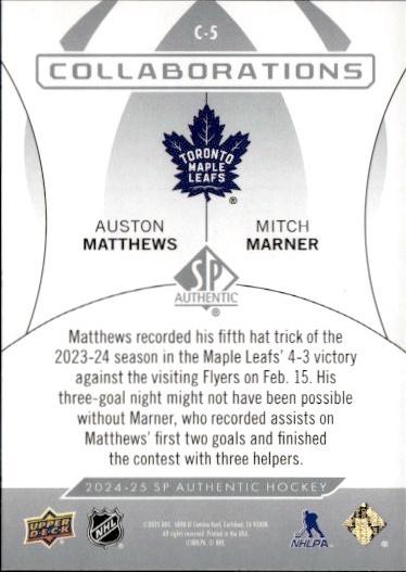 2024-25 SP Authentic Hockey Collaborations #C-5 Toronto Maple Leafs (Auston Matthews / Mitch Marner)