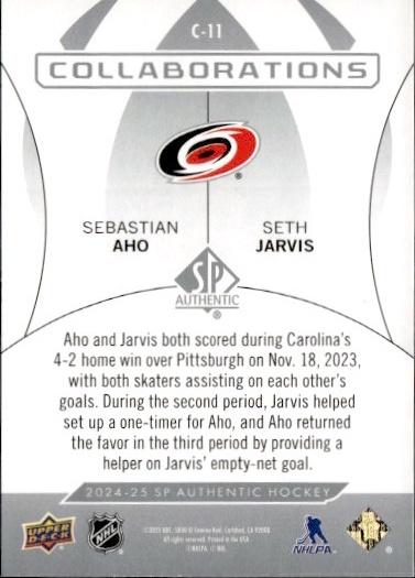 2024-25 SP Authentic Hockey Collaborations #C-11 Carolina Hurricanes (Sebastian Aho / Seth Jarvis)