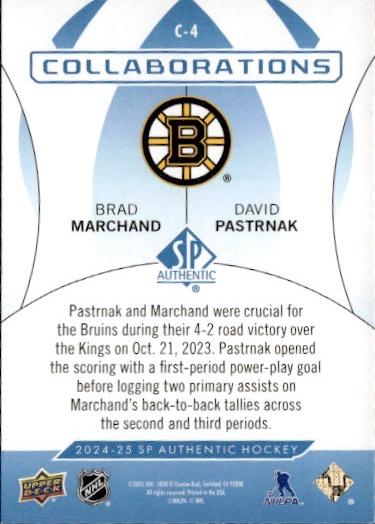 2024-25 SP Authentic Hockey Collaborations Blue #C-4 Boston Bruins (Brad Marchand / David Pastrnak)