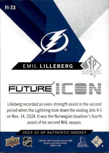 2024-25 SP Authentic Hockey Future Icons #/399 #FI-23 Tampa Bay Lightning (Emil Lilleberg)