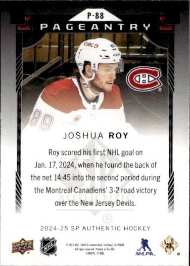 2024-25 SP Authentic Hockey Pageantry #P-88 Montreal Canadiens (Joshua Roy)