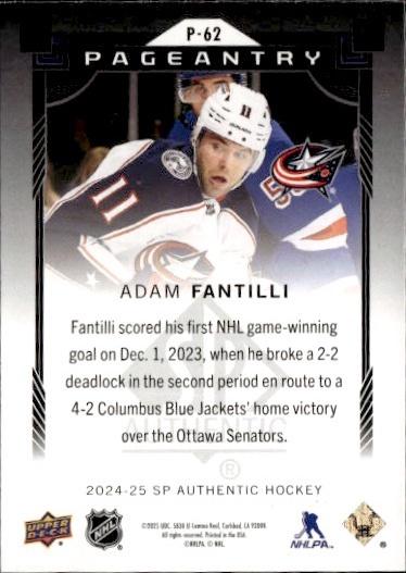 2024-25 SP Authentic Hockey Pageantry #P-62 Columbus Blue Jackets (Adam Fantilli)