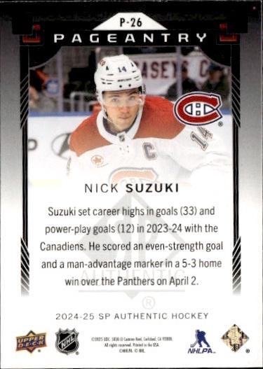 2024-25 SP Authentic Hockey Pageantry #P-26 Montreal Canadiens (Nick Suzuki)