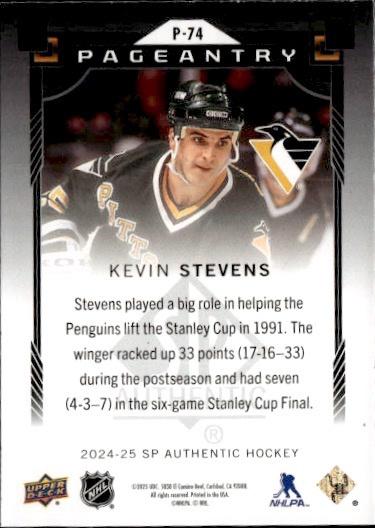 2024-25 SP Authentic Hockey Pageantry Red #P-74 Pittsburgh Penguins (Kevin Stevens)