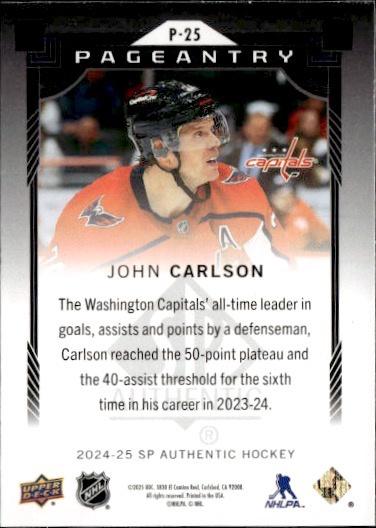 2024-25 SP Authentic Hockey Pageantry Red #P-25 Washington Capitals (John Carlson)
