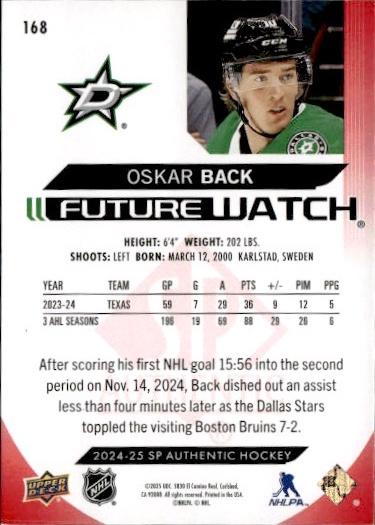 2024-25 SP Authentic Hockey Limited Red #168 Dallas Stars (Oskar Back)