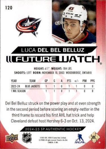 2024-25 SP Authentic Hockey Limited Red #120 Columbus Blue Jackets (Luca Del Bel Belluz)