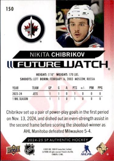 2024-25 SP Authentic Hockey Limited Red #150 Winnipeg Jets (Nikita Chibrikov)