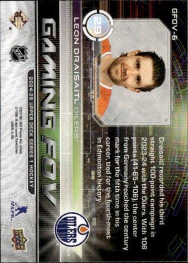 2024-25 Upper Deck Series 1 Hockey Gaming FOV Speckle #GFOV-6 Edmonton Oilers (Leon Draisaitl)