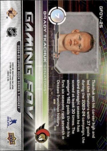 2024-25 Upper Deck Series 1 Hockey Gaming FOV #GFOV-25 Ottawa Senators (Brady Tkachuk)