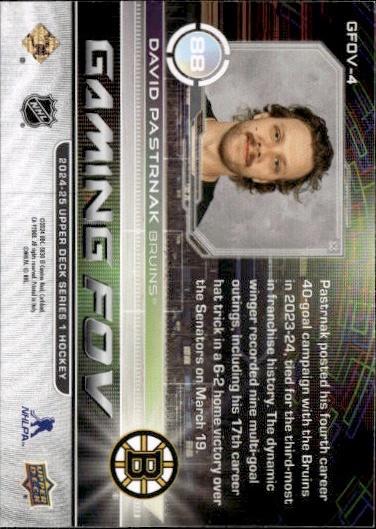 2024-25 Upper Deck Series 1 Hockey Gaming FOV #GFOV-4 Boston Bruins (David Pastrnak)