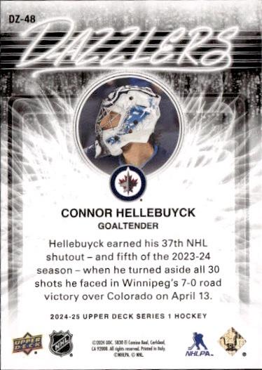 2024-25 Upper Deck Series 1 Hockey Dazzlers Pink #DZ-48 Winnipeg Jets (Connor Hellebuyck)