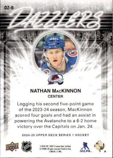 2024-25 Upper Deck Series 1 Hockey Dazzlers Blue #DZ-8 Colorado Avalanche (Nathan MacKinnon)