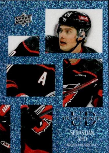 2024-25 Upper Deck Series 1 Hockey UD Portraits Speckled #P-23 Carolina Hurricanes (Sebastian Aho)