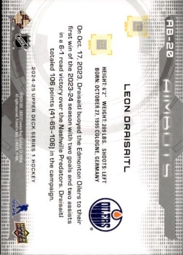 2024-25 Upper Deck Series 1 Hockey Aimbots Speckle #AB-20 Edmonton Oilers (Leon Draisaitl)