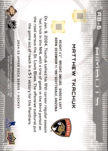 2024-25 Upper Deck Series 1 Hockey Aimbots #AB-6 Florida Panthers (Matthew Tkachuk)
