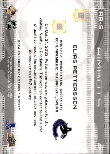 2024-25 Upper Deck Series 1 Hockey Aimbots #AB-5 Vancouver Canucks (Elias Pettersson)