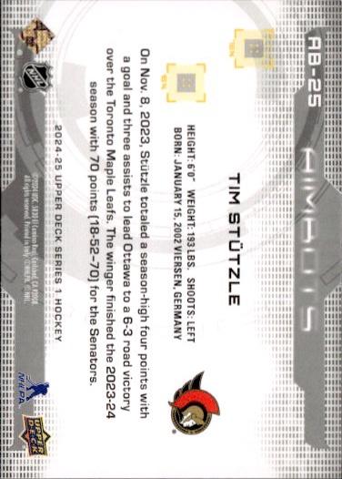 2024-25 Upper Deck Series 1 Hockey Aimbots #AB-25 Ottawa Senators (Tim Stutzle)