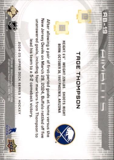 2024-25 Upper Deck Series 1 Hockey Aimbots #AB-19 Buffalo Sabres (Tage Thompson)