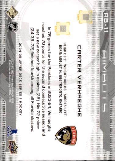 2024-25 Upper Deck Series 1 Hockey Aimbots #AB-11 Florida Panthers (Carter Verhaeghe)