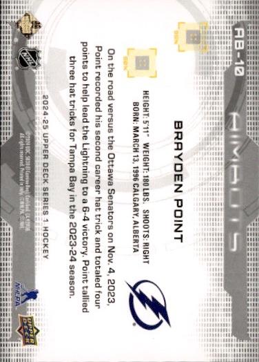 2024-25 Upper Deck Series 1 Hockey Aimbots #AB-10 Tampa Bay Lightning (Brayden Point)